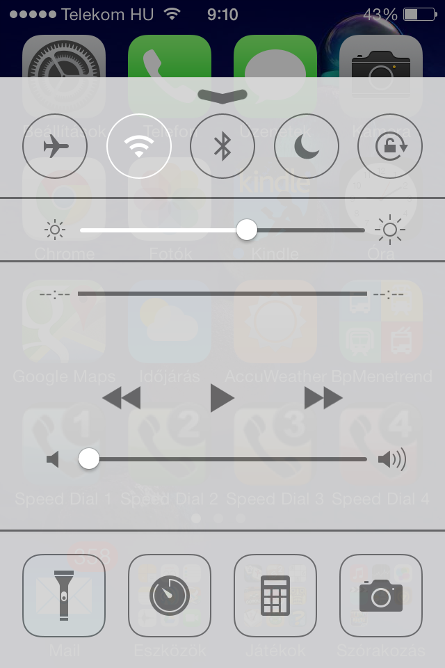 iOS 7 vezérlő központ